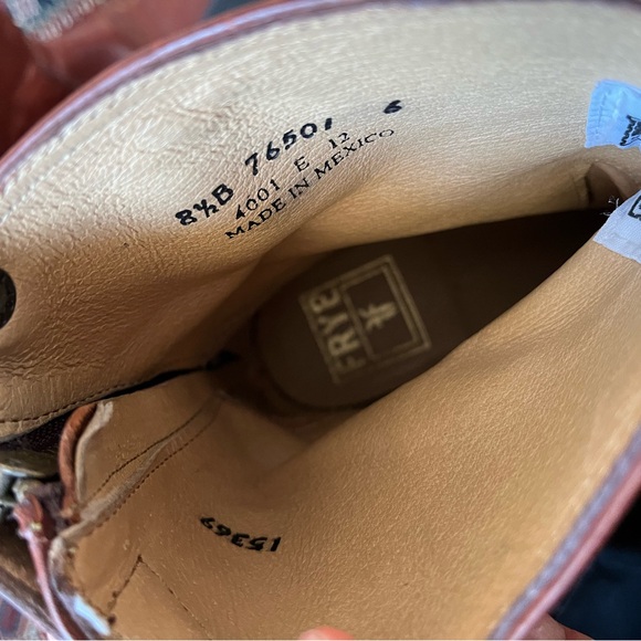 Frye Melissa Button Leather Zip Short Boot, #76501, Cognac Brown - Picture 3 of 4